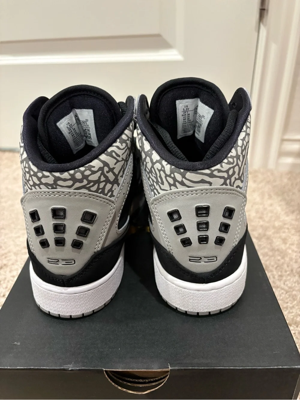 Jordan Kids' Black & Gray High-Top Sneakers with Elephant Print